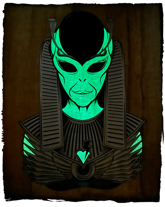Alien Encounter Glow in the Dark Papyrus Silkscreen Print by Marwan Shahin