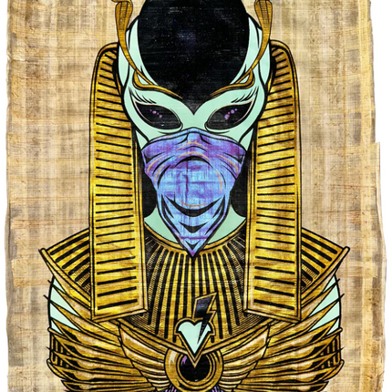 Alien Hidden Glow in the Dark Papyrus Silkscreen Print by Marwan Shahin