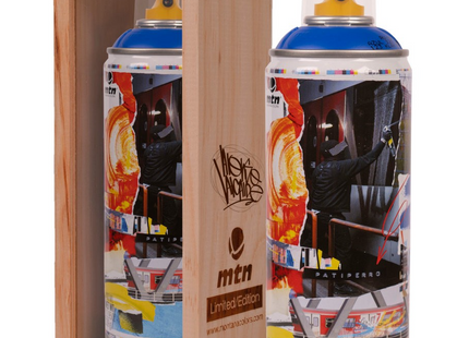 Alonso Alcalde 123 Klan Blue Spray Paint Can Artwork by Montana MTN