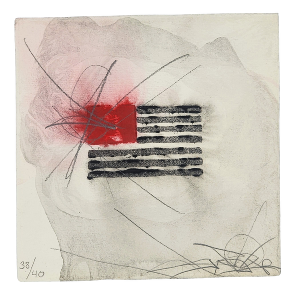 American Flag Black HPM Watercolor Unique Stencil by Saber