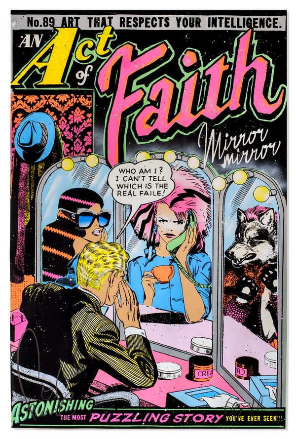 An Act of Faith HPM Acrylic Spray Paint Silkscreen Print by Faile