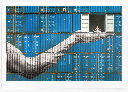 Ballerina In Containers On The Edge Le Havre France Lithograph Print by Atelier JR Jean-René