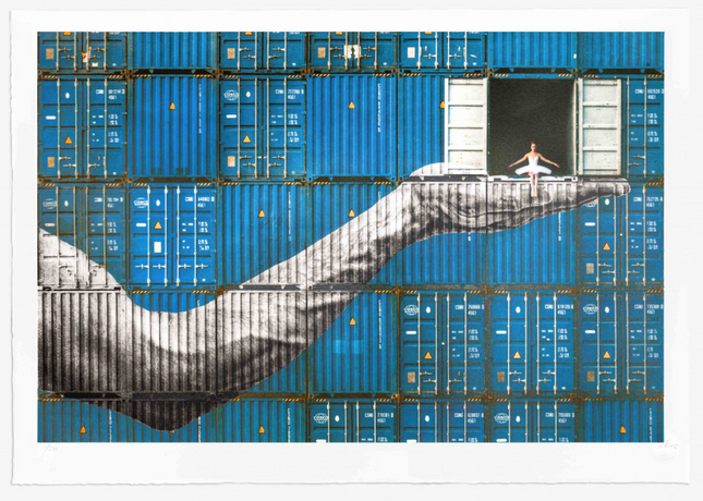 Ballerina In Containers On The Edge Le Havre France Lithograph Print by Atelier JR Jean-René