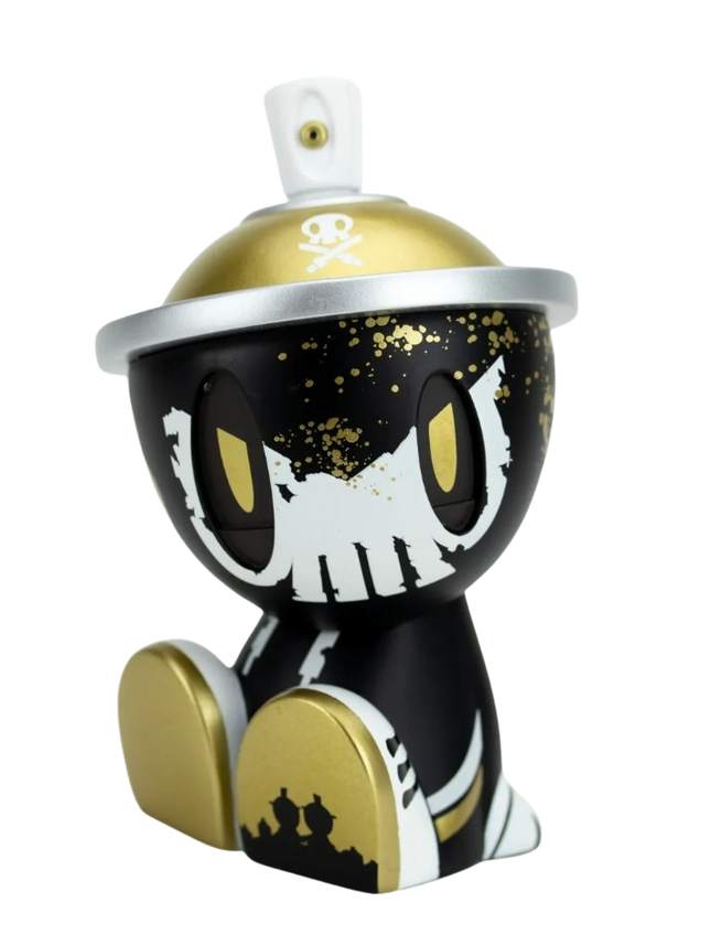 Battle Damaged Lil Qwiky Gold Signed Canbot Canz Art Toy by Quiccs x Czee13