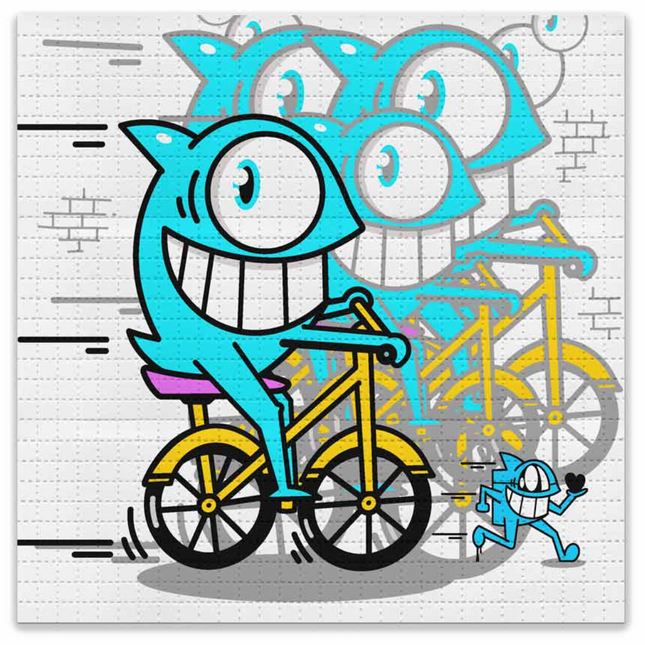 Bike Tripping Blotter Paper Archival Print by El Pez