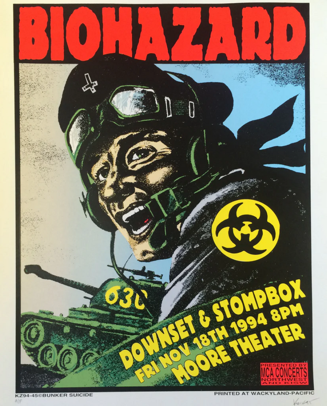 Biohazard Downset Stompbox 1994 Seattle WA AP Silkscreen Print by Frank Kozik