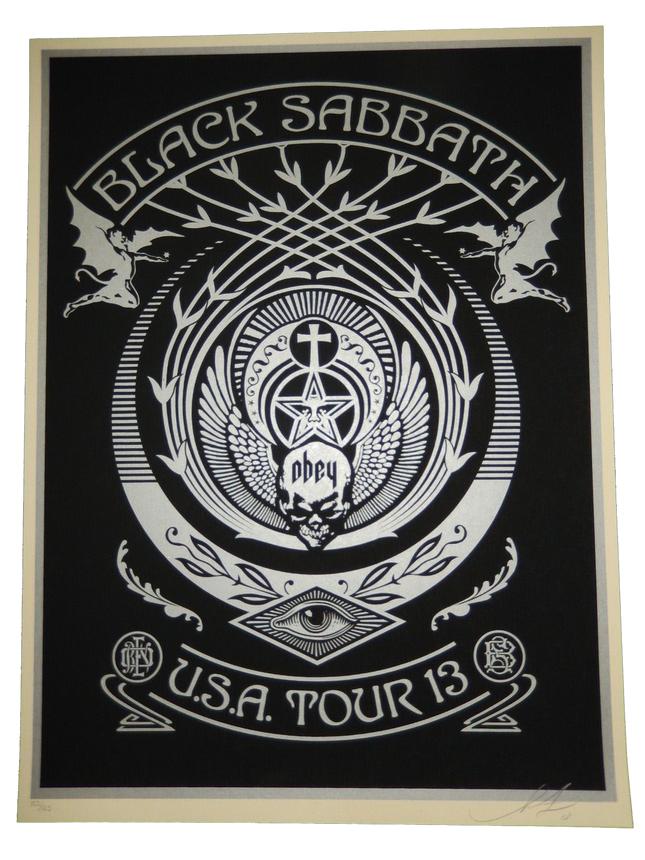 Black Sabbath Silver Black Crescent Silkscreen Print by Shepard Fairey- OBEY