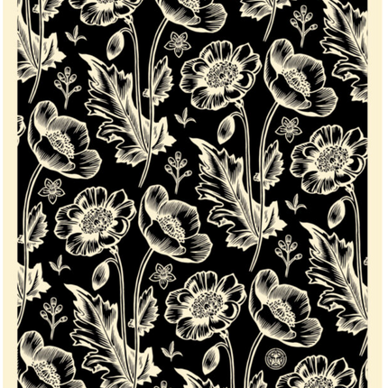 Black & Cream Sedation in Bloom Silkscreen Print by Shepard Fairey- OBEY