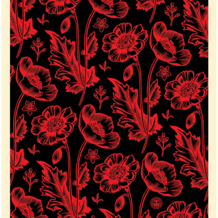 Black & Red Sedation in Bloom Silkscreen Print by Shepard Fairey- OBEY