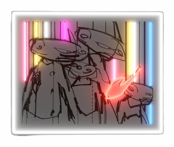 Blokes Neon Acrylic LED Giclee Print by Futura 2000- Leonard