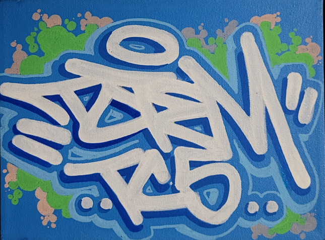 Blue Splash Original Acrylic Spray Paint Painting by Totem TC5
