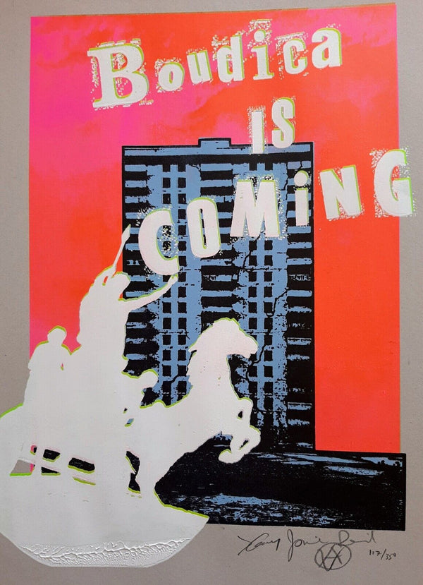 Boudica Is Coming HPM Silkscreen Print by Jamie Reid x James Cauty
