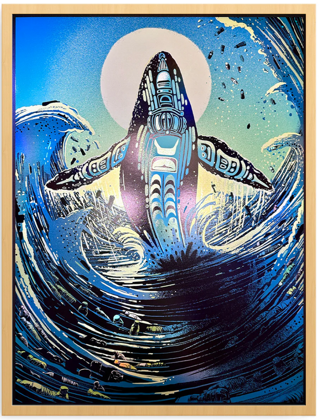 Breach Ocean Blue Rainbow Foil Archival Print by Raid71