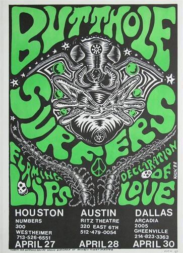 Butthole Surfers 1989 Houston Austin Dallas Texas Handbill Silkscreen Print by Frank Kozik
