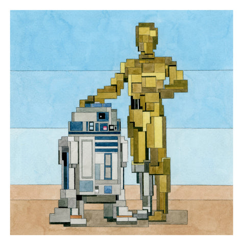 C-3PO and R2-D2 Giclee Print by Adam Lister