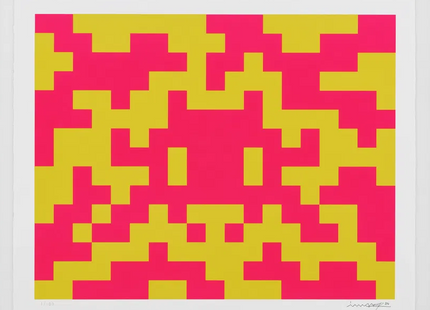 Camo Pink & Yellow Medium M-2C-M1 Silkscreen Print by Invader