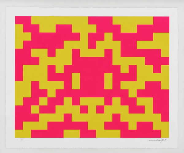 Camo Pink & Yellow Medium M-2C-M1 Silkscreen Print by Invader