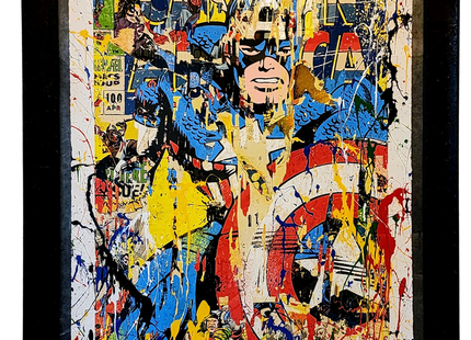 Captain America HPM Spray Paint Silkscreen Print by Mr Brainwash- Thierry Guetta