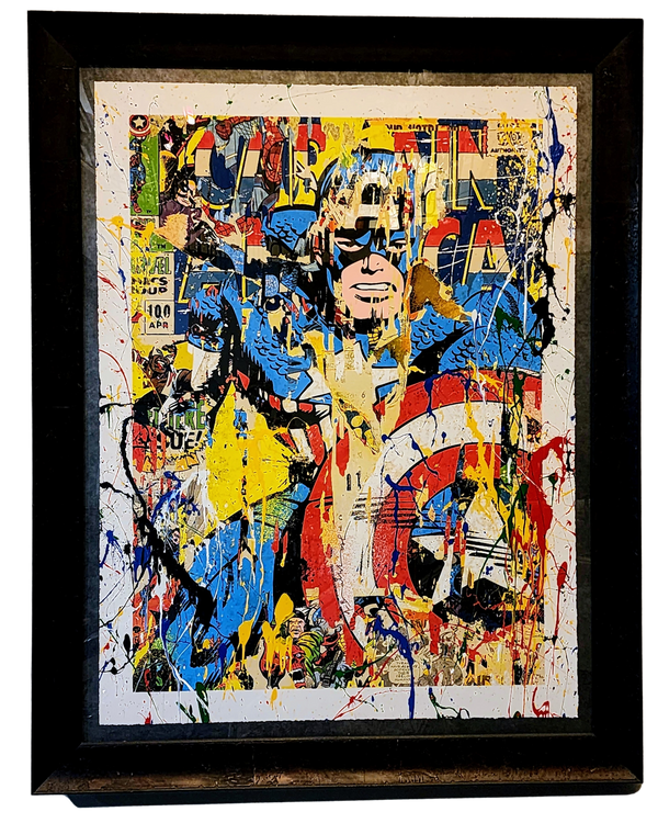 Captain America HPM Spray Paint Silkscreen Print by Mr Brainwash- Thierry Guetta