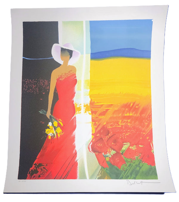 Chapeau Blanc Et Robe Rouge AP Lithographie Imprimée par Emile Bellet