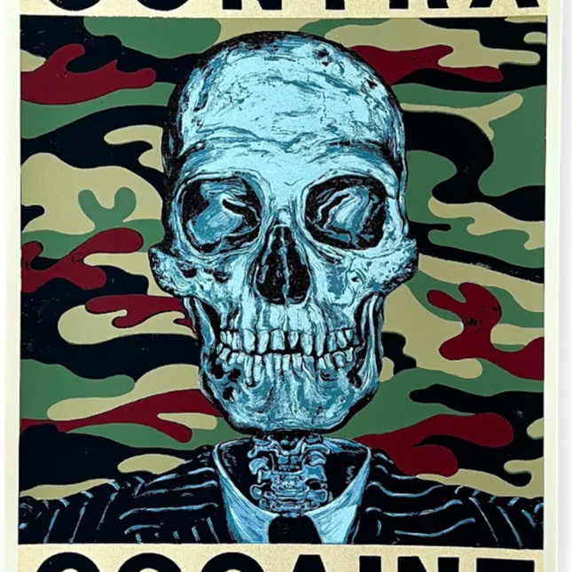 Contra Cocaine Glitter Silkscreen Print by Robert "Robbie" Conal