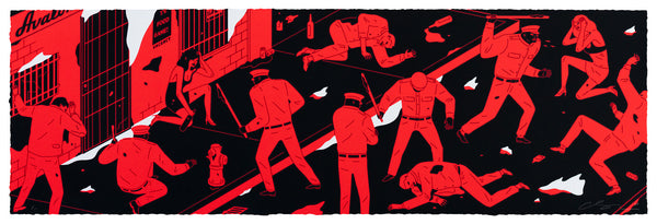 Cruelty Is the Message, sérigraphie rouge de Cleon Peterson