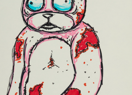 Damaged Bear 72 Original Marker Drawing by Jermaine Rogers