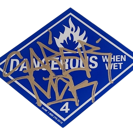 Dangerous When Wet Slap-Up Label Sticker Original Tag Art by Saber Gold 1