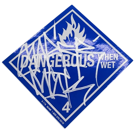 Dangerous When Wet Slap-Up Label Sticker Original Tag Art by Saber Silver 1