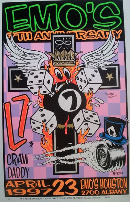 Emo's Houston 7th Anniversary AP 1997 Texas Silkscreen Print by Frank Kozik