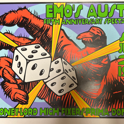 Emo's Austin Fifth Anniversary 1997 Texas Silkscreen Print by Frank Kozik