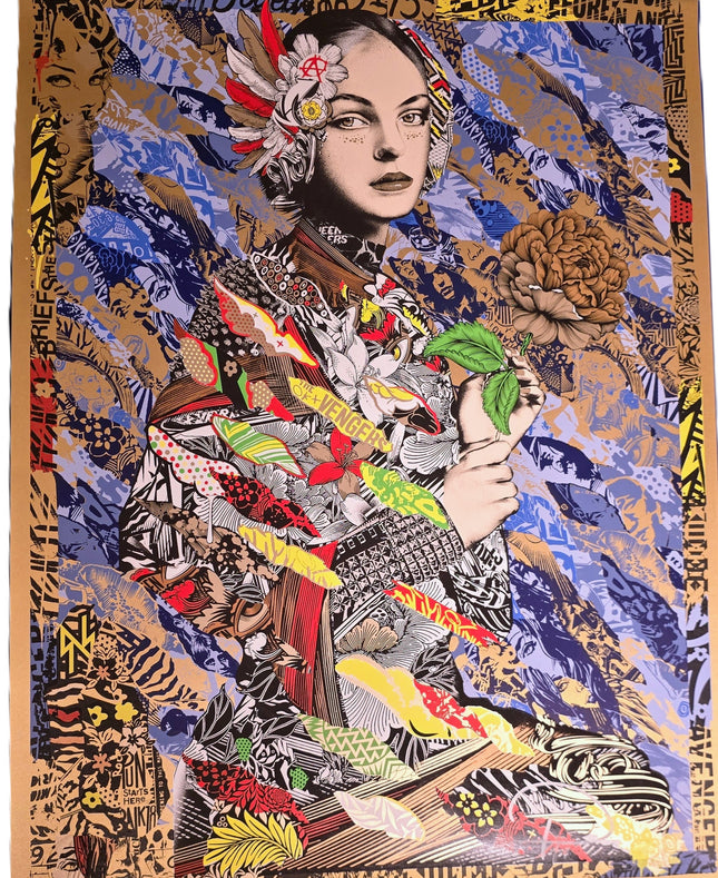 English Rose Metallic Gold Archival Print by Prefab77