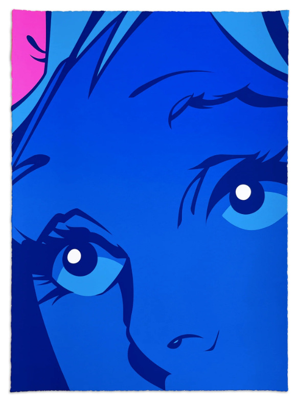 Eyes Royal Blue & Fuchsia Emote Monoprints Silkscreen Print by Pose- Jordan Nickel