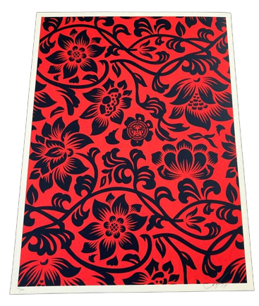 Floral Takeover 2017 Black Red Silkscreen Print by Shepard Fairey- OBEY
