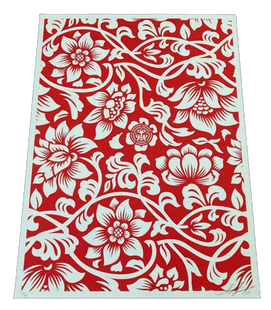 Floral Takeover 2017 Cream Red Silkscreen Print by Shepard Fairey- OBEY