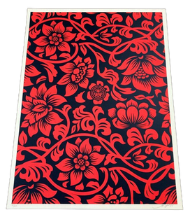 Floral Takeover 2017 Red Black Silkscreen Print by Shepard Fairey- OBEY