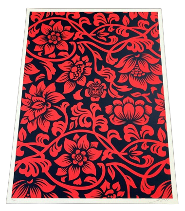 Floral Takeover 2017 Red Black Silkscreen Print by Shepard Fairey- OBEY