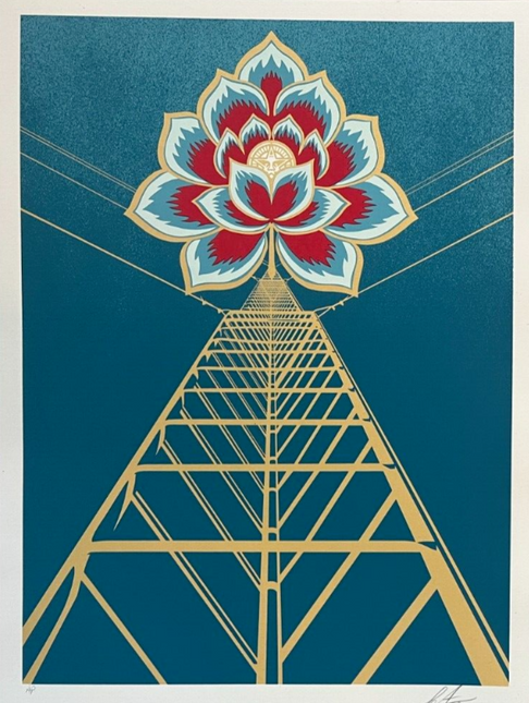 Flower Power Blue AP Silkscreen Print by Shepard Fairey- OBEY