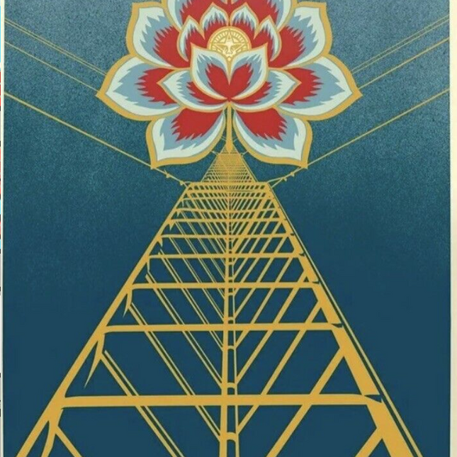 Flower Power Blue Silkscreen Print by Shepard Fairey- OBEY