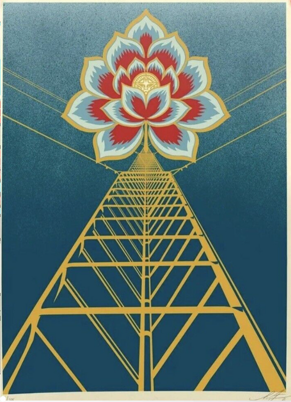 Flower Power Blue Silkscreen Print by Shepard Fairey- OBEY