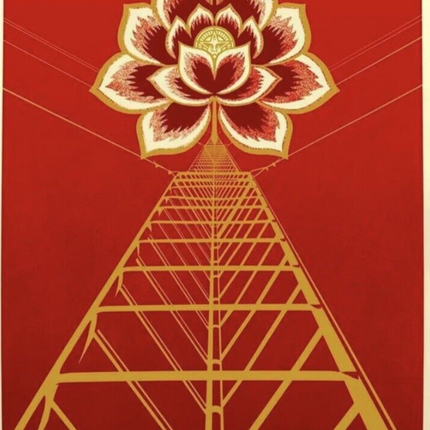 Flower Power Red Silkscreen Print by Shepard Fairey- OBEY