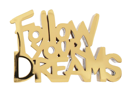 Follow Your Dreams Chrome Gold Painted Resin Sculpture by Mr Brainwash- Thierry Guetta