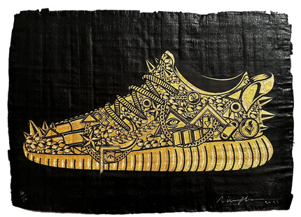 Holy Grails Yeezys Papyrus Blacked Out- Side Silkscreen Print by Marwan Shahin