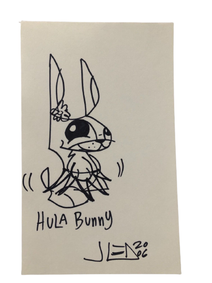 Hula Bunny Original Marker Drawing by Joe Ledbetter