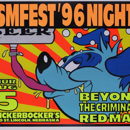 -ISMFEST 96 Night 1 Beyond the Criminals Red Max 1996 Lincoln NE Silkscreen Print by Frank Kozik