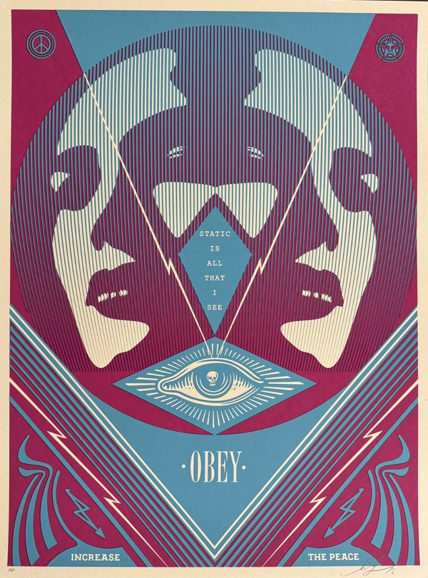 I See Static Blue AP Silkscreen Print by Shepard Fairey- OBEY