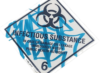 Infectious Substance Slap-Up Label Sticker Original Tag Art by Saber Blue 1