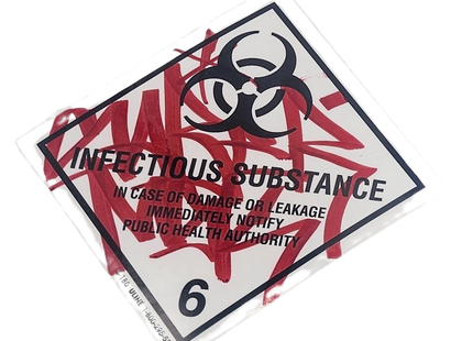 Infectious Substance Slap-Up Label Sticker Original Tag Art by Saber Red 1