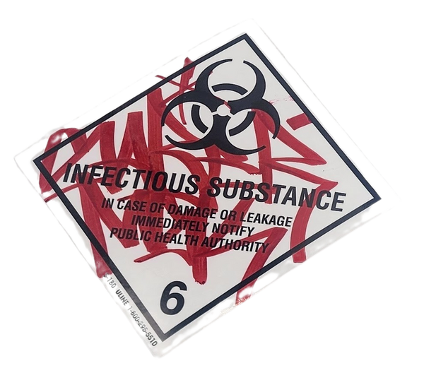 Infectious Substance Slap-Up Label Sticker Original Tag Art by Saber