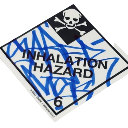 Inhalation Hazard Skull Slap-Up Label Sticker Original Tag Art by Saber Blue 1